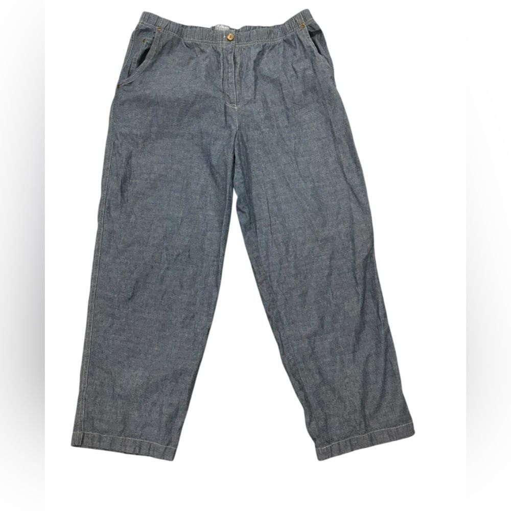 Women’s Plus Size Denim Wide Leg Casual Trousers Pants-18